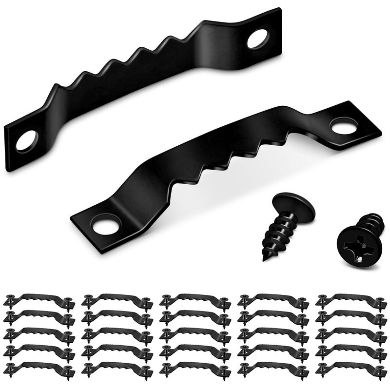 ManTangSun 100 Sets Picture Frame Hangers with Screws, Sawtooth Picture Hanger for Photos Canvas Clock Wood Frame Hardware Metal Hook Hanging Artwork Home Decoration (Black) - Image 1